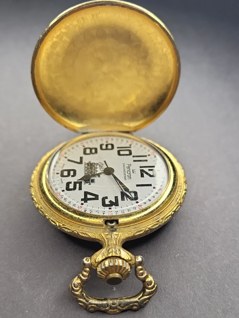 Gold Train Pocket Watch